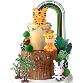 JeVenis Safari Baby Shower Cake Decoration Safari Animals Cake Decoration Wild One Cake Decoration Two Wild Cake Topper Giraffe Monkey Cake Topper
