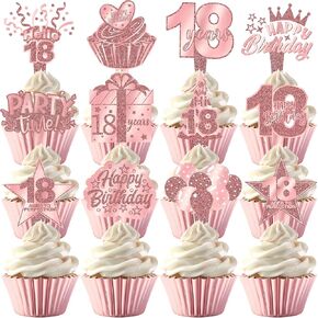 48 PCS 21st Rose Gold Cupcake Toppers – Perfect for 21st Birthday Party Decorations, Milestone Celebrations, and Elegant Events