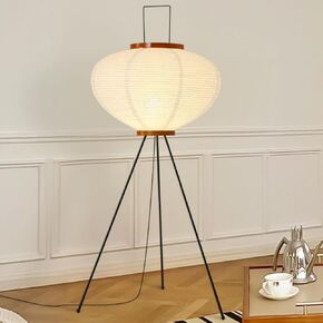 Paper Lamp Noguchi Style Lamp, Rice Paper Akari Floor Lamp, Paper Lantern Lamp with Washi Paper Shade, Ideal for Bedside, Living Room, and Japandi Décor (Paper Floor Lamp)