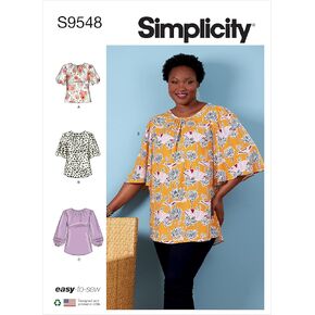 Simplicity Misses' Top and Tunic Sewing Pattern Kit, Code S9548, Sizes 18W-20W-22W-24W, Multicolor