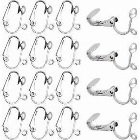 50 PCS Clip-On Earring Findings Easy Open Clip-On Earring Backs Stainless Steel Clip-On Earring Converter Non-Piercing Clip Earring Holder for DIY Earring Jewelry Making Supplies Easy Open, Silver