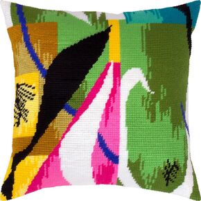 Colorful Embroidery Kit for Adults and Beginners — Beasts of The Sea by Henri Matisse 16″ × 16″ with Clear, Precise Printed Design on Cotton Canvas; Includes 2 Needles, Yarn, and Easy-Read Chart