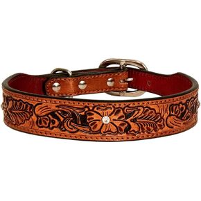 Tan Medium HILASON Strong Genuine Leather Dog Collar Painted Medium | Dog Collar | Leather Dog Collar | Painted Dog Collar