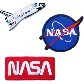 3 Piece NASA Sew on or Iron on Embroidery Patches for DIY Projects, Mending, Cosplay, Halloween, Christmasday.