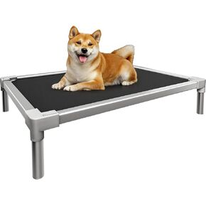 YITAHOME 42" Cooling Elevated Dog Bed, Chew Proof Raised Pet Cot with Aluminum Frame, Breathable Textilene Mesh, Enclosed Edges, Non-Slip Feet, Durable Dog Bed for Indoors & Outdoors, Black