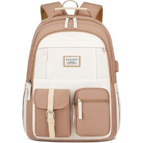 School Backpack BookBag for Teen Girl: 15.6 Inch Cute Laptop Backpacks for Middle High School Casual College Back Packs with USB Charging Port Aesthetic Daypack Travel Book Bag for Kids Students Women