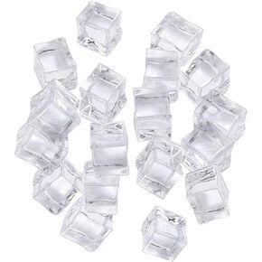 50PCS Fake Acrylic Ice Cubes 0.8", Clear Ice Rocks Decorative Stone for Photography, Weddings, Food Displays & DIY