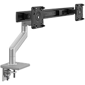 Humanscale M8.1 Monitor Arm with Crossbar | Single or Dual Monitor | 2 Piece Clamp Mount Base | Angled Link/Dynamic Link | Standard Black Vesa Bracket 100mm x 100mm (Silver with Gray Trim)