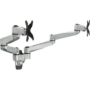 Mount-It! Dual Full Motion Monitor Wall Mount, Compatible with VESA 75 and 100, Fits Computer Screens 19, 20, 21, 24, 27, 30 Inches, Silver (MI-43114)
