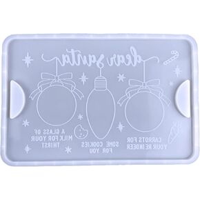 DIY Plate Coaster Mold Christmas Rectangular Tray Mold Resin Silicone Tray Molds Concrete Cement Casting Mold for Epoxy Resin Serving Board for Home Decoration