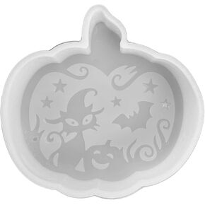 Pumpkin with Cat and Bat Fall Halloween Unique Car Freshie Silicone Mold 4.1x3.9x0.8 Daisy Spooky Ghost Jack O Lantern Aroma Beads Oven Safe