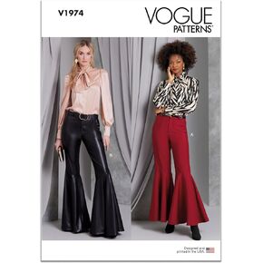 Vogue Misses' Bell Bottom Pants Sewing Pattern Kit, Design Code V1974, Sizes 16-18-20-22-24