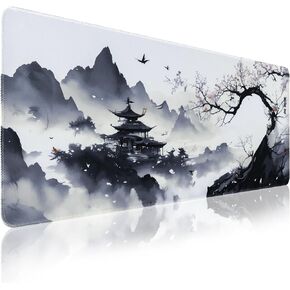 Flower Mouse Pad, Floral Large Desk Matt for Desktop, Cute Keyboard Mat XL, Non-Slip Computer Mat for Desk Accessories, Keyboard and Mouse Pad for Women Office Decor (31.5“ x 11.8")