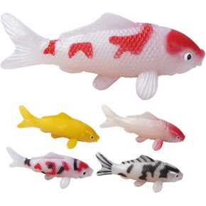 Kichvoe 5Pcs Artificial Koi Fish Aquarium Plastic Fish Realistic Colorful Goldfish Fake Aquarium Decor Figurines Ornament for Tank Pond Garden Decor