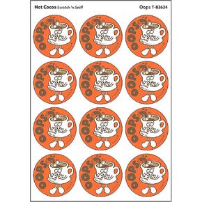 Oops/Hot Cocoa Scent Retro Scratch 'n Sniff Stinky Stickers by TREND; 24 Seals/Pack - Authentic 1980s Designs!