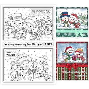 GLOBLELAND Winter Snowman Clear Silicone Stamp for Scrapbook Journal Card Making - 4.3 x 6.3 Inch