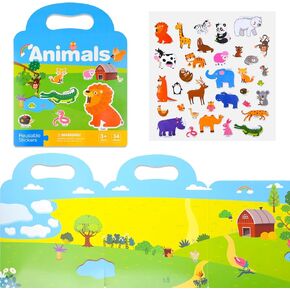 ASTARON 5 Pack Reusable Sticker Books for Toddlers, 3D Stickers Road Trip Activities Car Airplane Activities Travel Toys for Kids, Kids Quiet Time Activities (2-6 Age)