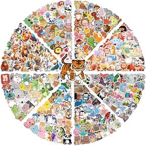 400 PCS Animal Stickers for Kids, Cute Cartoon Waterproof Vinyl Water Bottle Sticker for Kids, Skateboard, Laptop, Luggages, Reward Stickers for Girls Boys Classroom Prizes