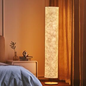 YIEONSHION Soft Light Floor Lamp, 52" Simple Design Morden Slim Warm Light 3000K LED Tyvek Fabric Shade with 2 LED Bulbs Standing Lamp for Living Room Bedroom Game Room