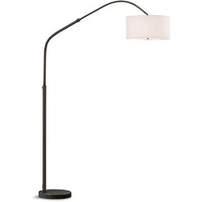 HOMEGLAM Aero 81"H Retractable Arch Floor Lamp (Antique Brass/White Shade)
