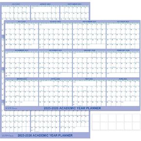 32" x 48" DLY Oasis 2025-2026 Academic Wall Calendar, JUL 2025 - JUN 2026, Folded, Erasable, Large, Wet & Dry Erase Laminated, Vertical/Horizontal Reversible, School Yearly Wall Planner with Julian Dates