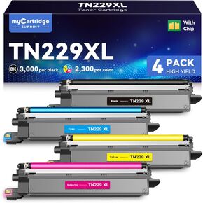 myCartridge SUPRINT TN229XL Toner Cartridge 4 Pack Replacement for Brother TN229 TN229XL Toner Compatible with MFC-L3780CDW MFC-L3720CDW HL-L3220CDW HL-L3280CDW HL-L3300CDW Printer (TN229XLBK/C/M/Y)