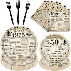 55 Birthday Decorations for Men Women, Vintage 96PCS Back in 1970 55th Party Plates Napkins and Forks Tableware, Disposable Cheers to 55 Years Dinnerware Supplies 24 Guests