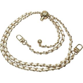1Pcs Purse Chain Strap, 120cm Long Metal+PU Leather, Classic Style, Light Gold/Red