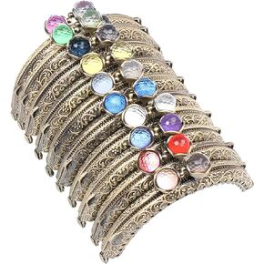 10 Pcs Purse Frame Clasps, Antique Bronze Metal Kiss Lock Purse Making Hardware with Colorful Beads, Vintage Half Round Embossed Lotus Pattern Purse Clasps for DIY Crafting & Bag Making