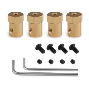 4pcs Hex Coupler 4mm Bore Motor Hex Brass Shaft Coupling Connector for Car Model Shaft Connection RC Motor Car Wheels Tires Shaft Motor (3mm)