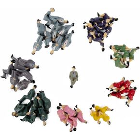 Sitting Plastic Figures, 50 Pcs All Seated Sitting Figures, Plastic Sitting People Figurines 1:32 Scale Models, Colorful Seated People, Railway Scenery Miniature Model Train Layout