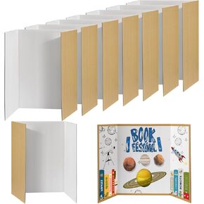 8 PCS Trifold Poster Board- Large 40" x 28" Tri Fold Display Board Hard & Thick White Presentation Cardboard for Science Fair, School Projects, and Business Presentations Supply