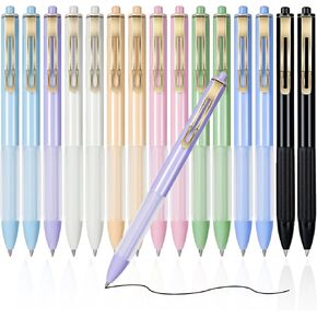 KERIFI Black Gel Ink Pens with Soft Grip, 0.7mm Smooth Writing Pens for Note Taking, Quick Dry Retractable Rollerball Ballpoint Pens for Journaling, Aesthetic Neutral School Office Supplies, 16 Pack