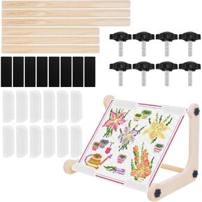 Adjustable Embroidery Table Stand, Cross Stitch Hoop Stand, Wood Embroidery Holder for Lap or Table Top Cross Stitch or Tapestry Needlepoint Embroidery, 2 Sizes Rod ( 11.8" and15.75)