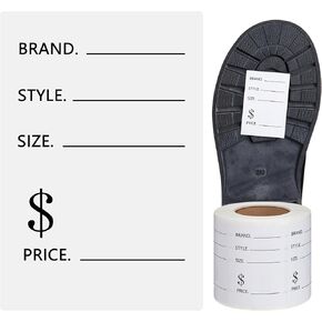 Fulmoon 500 Pack 1.57 x 2.36 Inch Self Adhesive Shoe Store Labels Style, Size and Price Sticker Roll Label Stickers Blank Shoe Stickers for Women Men
