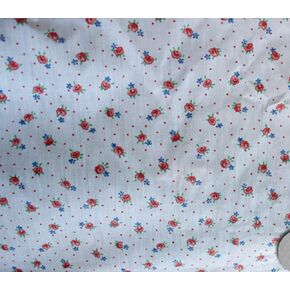 Polycotton Fabric Printed Small Flowers RED / 60" Wide/Sold by The Yard