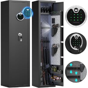 3-5 Fireproof Gun Safes for Home Rifle and Pistols, Digital Long Gun Safe for Rifles and Shotguns with Pistol Bag and Metal Box, Rifle Safe with Backlit Keypad and Mute Function