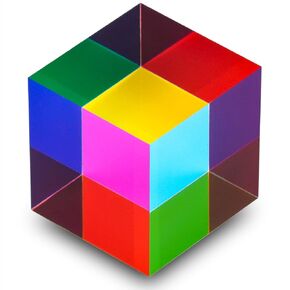 Mixing Color Cube, 50mm (2 inch) Colorful Acrylic Cube Prism for Desktop Decoration,Scientific and Educational Toys Gift for Kids