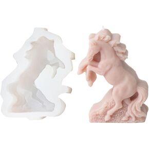 Horse Candle Soap Mold, Animal Horse Silicone Mold for Fondant, Chocolate, Soy Wax Candle, Plaster, Polymer Clay, Concrete, Epoxy Resin Casting, DIY Crafts (B)