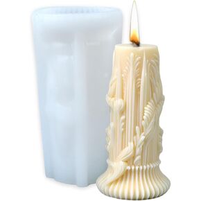 Cestony 3D European Cylindrical/columnar Candle Silicone Molds for Making Candle Resin Pillar Aromatherapy Candles Wax Soap Flower Specimen Clay Craft