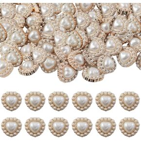 XGNG 50PCS Acrylic Imitation Pearl Vintage Heart Metal Buttons DIY Craft Decoration for Sewing Clothing Jewelry Luggage Shoes