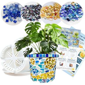 Losnakt Starry Night Style Mosaic Kits for Adults-DIY Flower Pot Arts and Crafts Kits with Vibrant Tiles, Easy Instructions Perfect for Home Decor, Personalized Gifts & Hobbies for Women