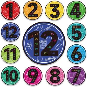 YEIHHEIY 12 Pcs Colorful Multiplication Math Chart Poster from 1 to 12 Math Posters Number Learning Poster Bulletin Board Decor Teaching Tool Supplies for Elementary School Classroom Home