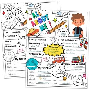 Habbiful 20 PCS All About Me Posters, Star Student Poster Days of The Week Poster for Elementary Students First Day of School Posters for Preschool Kindergarten Classroom Must Haves Supplies (A)