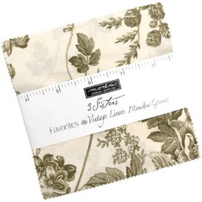 Meadow Greens Charm Pack by 3 Sisters; 42 5-inch Precut Fabric Quilt Squares