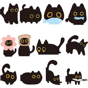 Black Cat Magnetic Bookmarks - 12PCS Assorted Cute Black Cat Book Markers Clip Set for Book Lovers Women Teachers Students Reading Cat Meme Bookmarks for Home Office School Cafe Bookstore