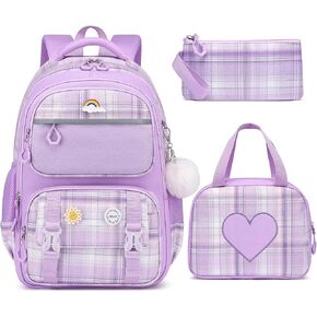 MOMUVO School Backpack Set for Girls,3pcs Bookbag with Lunch Box Pencil Case Kids School Bag Set