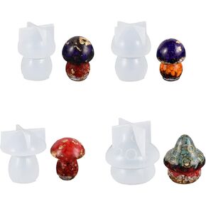 4Pcs Mushroom Silicone Mold for Resin Casting Cute Mushroom Epoxy Mold Mushroom Decorations Halloween Christmas Ornament, 8.5cm, As the Picture Shows