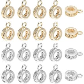 SUPERFINDINGS Brass Hanger Links Donut Charm Links Pendant Bail Carrier Beads for Dangle Jewelry Necklace Bracelet Making