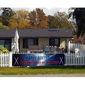Happy Birthday Yard Banner - May The Force Be With You Happy Birthday Party Decorations Yard Sign - Kids Birthday Party Yard Sign Birthday Party Outdoor & Indoor Hanging Banner